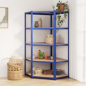 Corner shelving 5 levels plywood and blue steel by vidaXL, Industrial shelving - Ref: Foro24-152870, Price: 86,22 €, Discount: %