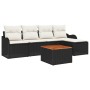 Conjunto de sofá de jardín 6 pcs Negro Poliratán