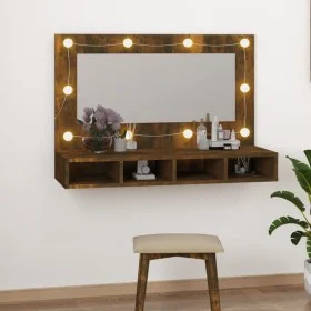 Furniture with smoked oak mirror and LED lights 90x31.5x62 cm by vidaXL, bathroom vanities - Ref: Foro24-820457, Price: 60,44...