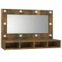 Mueble con espejo y LED color roble ahumado 90x31,5x62 cm de vidaXL, Tocadores de baño - Ref: Foro24-820457, Precio: 60,44 €,...