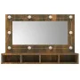 Räuchereiche Schrank mit Spiegel und LED 90x31,5x62 cm von vidaXL, Badezimmerwaschtische - Ref: Foro24-820457, Preis: 60,44 €...