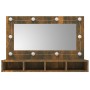 Räuchereiche Schrank mit Spiegel und LED 90x31,5x62 cm von vidaXL, Badezimmerwaschtische - Ref: Foro24-820457, Preis: 61,15 €...
