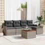 Conjunto de sofá de jardín 6 pcs Gris Poliratán