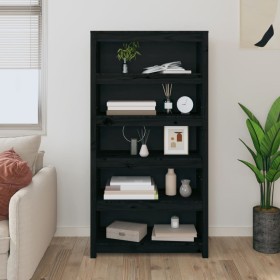 Estantería madera maciza de pino negra 80x35x154 cm de vidaXL, Librerías y estanterías - Ref: Foro24-821693, Precio: 148,30 €...