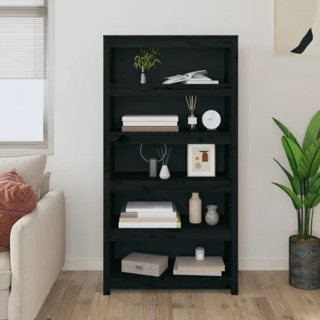 Solid black pine wood shelf 80x35x154 cm by vidaXL, Bookcases and shelves - Ref: Foro24-821693, Price: 146,69 €, Discount: %