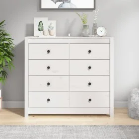 Beistellschrank aus massivem weißem Kiefernholz, 100 x 40 x 90 cm von vidaXL, Sideboards - Ref: Foro24-821770, Preis: 228,40 ...