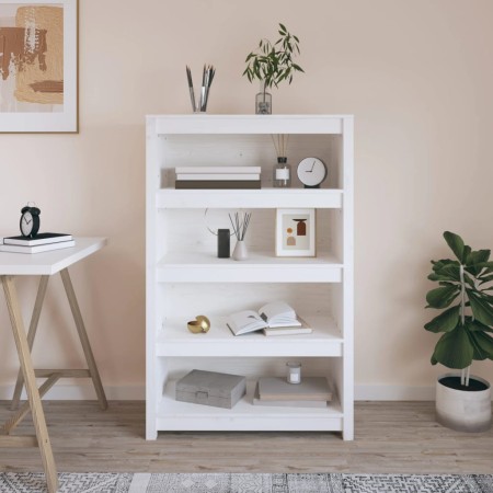 Estantería madera maciza de pino blanca 80x35x126 cm de vidaXL, Librerías y estanterías - Ref: Foro24-821685, Precio: 140,86 €