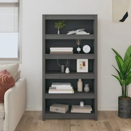 Solid gray pine wood shelf 80x35x154 cm by vidaXL, Bookcases and shelves - Ref: Foro24-821691, Price: 146,69 €, Discount: %