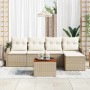 Conjunto de sofá de jardín 6 pcs Beige Poliratán