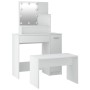 Juego de tocador con LED madera contrachapada blanco de vidaXL, Tocadores para dormitorios - Ref: Foro24-3114115, Precio: 142...