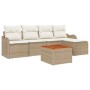 Conjunto de sofá de jardín 6 pcs Beige Poliratán