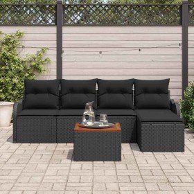 Conjunto de sofá de jardín 6 pcs Negro Poliratán en Conjuntos de jardín | Comprar online en Foro24