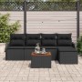 Conjunto de sofá de jardín 6 pcs Negro Poliratán