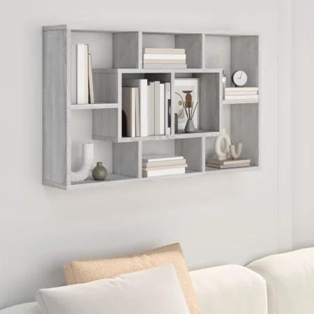 Sonoma gray engineered wood wall shelf 85x16x52.5 cm by vidaXL, Shelves and shelves - Ref: Foro24-820461, Price: 35,24 €, Dis...