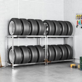 Estanterías de neumáticos 2 niveles 2 uds acero 110x40x110 cm