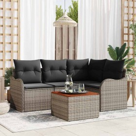 Conjunto de sofá de jardín 5 pcs Gris Poliratán