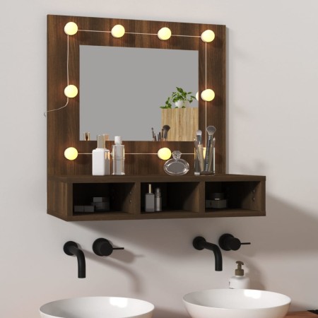 Eichenbrauner Spiegel und LED-Möbel 60x31,5x62 cm von vidaXL, Badezimmerwaschtische - Ref: Foro24-820456, Preis: 52,89 €, Rab...