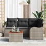 Conjunto de sofá de jardín 5 pcs Gris Poliratán
