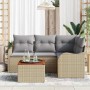 Conjunto de sofá de jardín 5 pcs Beige Poliratán