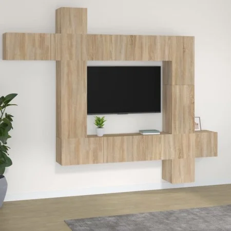 TV-Möbelset 9-teilig Sonoma-Eiche-Sperrholz von vidaXL, TV-Möbel - Ref: Foro24-3114656, Preis: 388,75 €, Rabatt: %