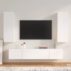 4-teiliges TV-Möbelset aus weißem Sperrholz von vidaXL, TV-Möbel - Ref: Foro24-3114198, Preis: 207,01 €, Rabatt: %