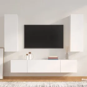 White plywood 4-piece TV furniture set by vidaXL, TV Furniture - Ref: Foro24-3114198, Price: 201,68 €, Discount: %