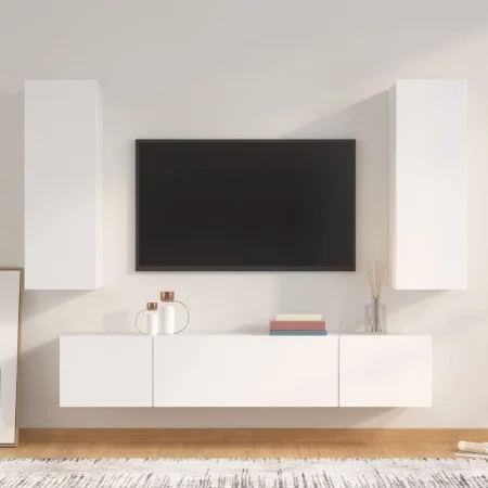 4-teiliges TV-Möbelset aus weißem Sperrholz von vidaXL, TV-Möbel - Ref: Foro24-3114198, Preis: 202,25 €, Rabatt: %