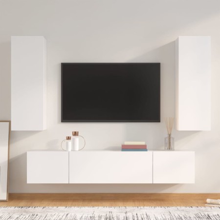 4-teiliges TV-Möbelset aus weißem Sperrholz von vidaXL, TV-Möbel - Ref: Foro24-3114198, Preis: 207,01 €, Rabatt: %