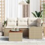 Conjunto de sofá de jardín 5 pcs Beige Poliratán