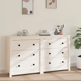 Sideboard aus massivem weißem Kiefernholz, 140 x 35 x 80 cm von vidaXL, Sideboards - Ref: Foro24-3114080, Preis: 231,61 €, Ra...