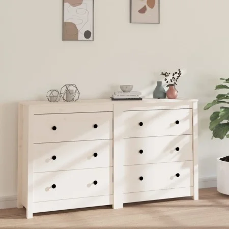 Sideboard aus massivem weißem Kiefernholz, 140 x 35 x 80 cm von vidaXL, Sideboards - Ref: Foro24-3114080, Preis: 231,61 €, Ra...