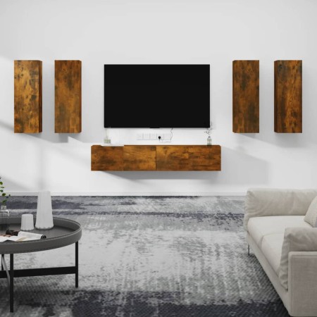 TV-Möbelset 6-teilig aus geräuchertem Eichensperrholz von vidaXL, TV-Möbel - Ref: Foro24-3114347, Preis: 215,65 €, Rabatt: %