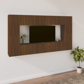 Set de muebles para TV 8 pzas madera contrachapada roble marrón