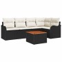 Conjunto de sofá de jardín 6 pcs Negro Poliratán