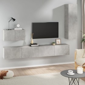 Set de muebles de TV 4 pzas madera contrachapada gris hormigón de vidaXL, Muebles TV - Ref: Foro24-3114329, Precio: 170,60 €,...