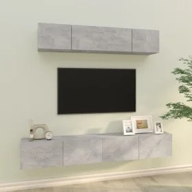 TV furniture set 4 pieces concrete gray plywood by vidaXL, TV Furniture - Ref: Foro24-3114529, Price: 137,13 €, Discount: %