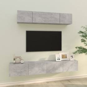 TV-Möbelset 4-teilig betongraues Sperrholz von vidaXL, TV-Möbel - Ref: Foro24-3114529, Preis: 140,06 €, Rabatt: %