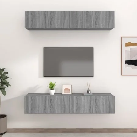 TV-Möbel 4 Einheiten Sonoma graues Sperrholz 80x30x30 cm von vidaXL, TV-Möbel - Ref: Foro24-3114188, Preis: 134,98 €, Rabatt: %