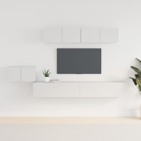 TV furniture set, 5-piece plywood in white. by vidaXL, TV Furniture - Ref: Foro24-3114430, Price: 253,72 €, Discount: %