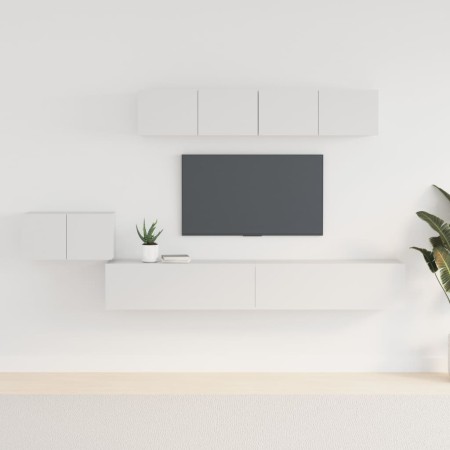 TV-Möbel-Set 5 Stück Sperrholz weiß von vidaXL, TV-Möbel - Ref: Foro24-3114430, Preis: 252,65 €, Rabatt: %