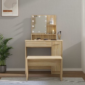 Sonoma Oak Plywood LED Vanity Set by vidaXL, Bedroom Dressers - Ref: Foro24-3114117, Price: 140,32 €, Discount: %