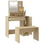 Juego de tocador con LED madera contrachapada roble Sonoma de vidaXL, Tocadores para dormitorios - Ref: Foro24-3114117, Preci...
