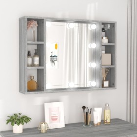 Mueble con espejo y LED color gris Sonoma 76x15x55 cm
