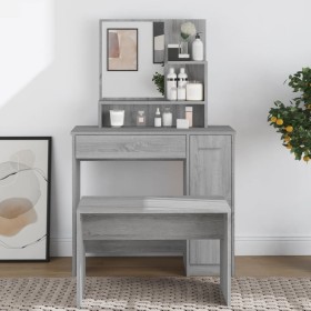 Sonoma grauer Schminktisch mit Spiegel 86,5x35x136 cm von vidaXL, Schlafzimmerkommoden - Ref: Foro24-820494, Preis: 92,99 €, ...