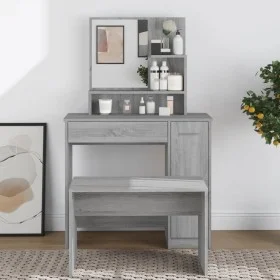 Sonoma gray dressing table with mirror 86.5x35x136 cm by vidaXL, Bedroom Dressers - Ref: Foro24-820494, Price: 91,71 €, Disco...