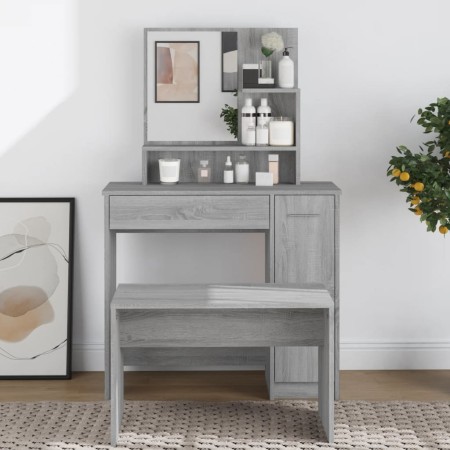Sonoma gray dressing table with mirror 86.5x35x136 cm by vidaXL, Bedroom Dressers - Ref: Foro24-820494, Price: 92,89 €, Disco...