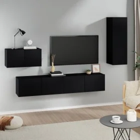 4-teiliges TV-Möbelset aus schwarzem Sperrholz von vidaXL, TV-Möbel - Ref: Foro24-3114335, Preis: 163,64 €, Rabatt: %