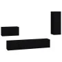 Set de muebles para TV 4 piezas madera contrachapada negro de vidaXL, Muebles TV - Ref: Foro24-3114335, Precio: 163,64 €, Des...