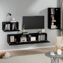 4-teiliges TV-Möbelset aus schwarzem Sperrholz von vidaXL, TV-Möbel - Ref: Foro24-3114335, Preis: 173,47 €, Rabatt: %