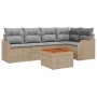 Conjunto de sofá de jardín 6 pcs Beige Poliratán